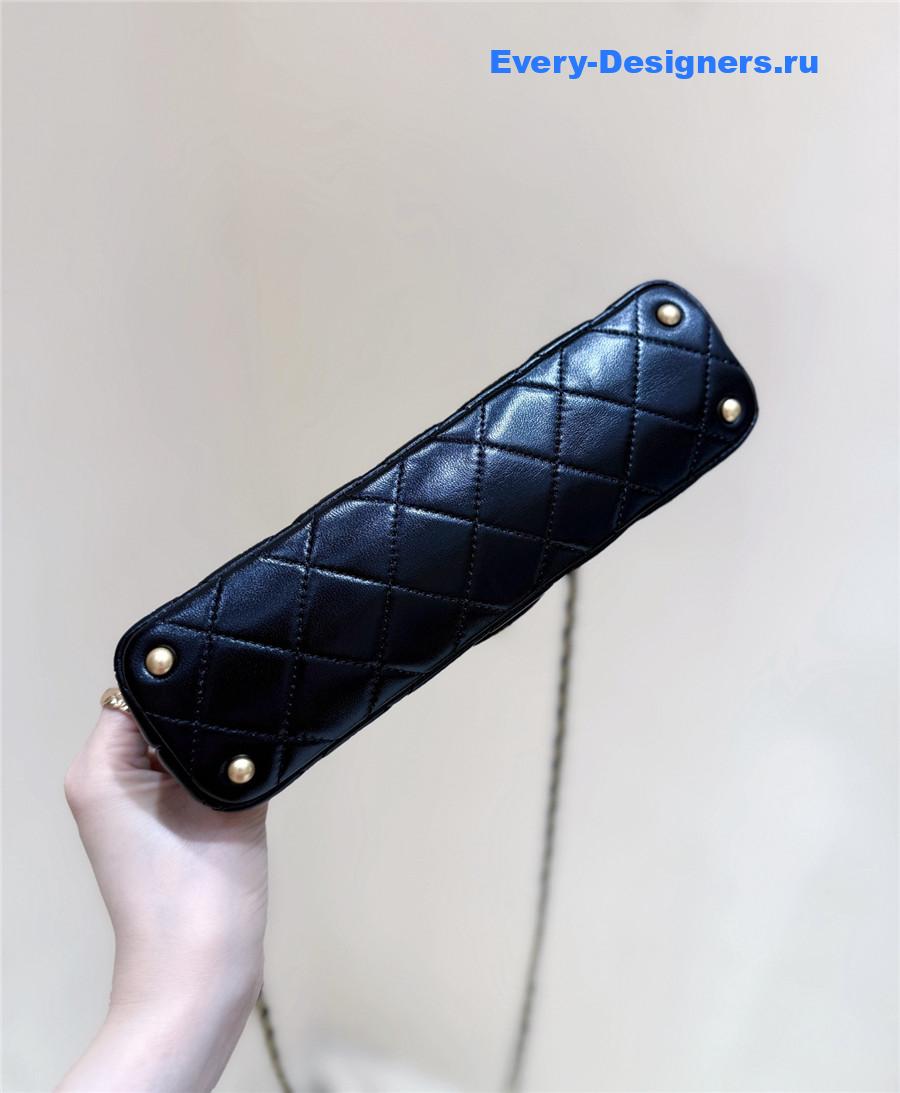 Ch**el black lambskin top handle flap bag