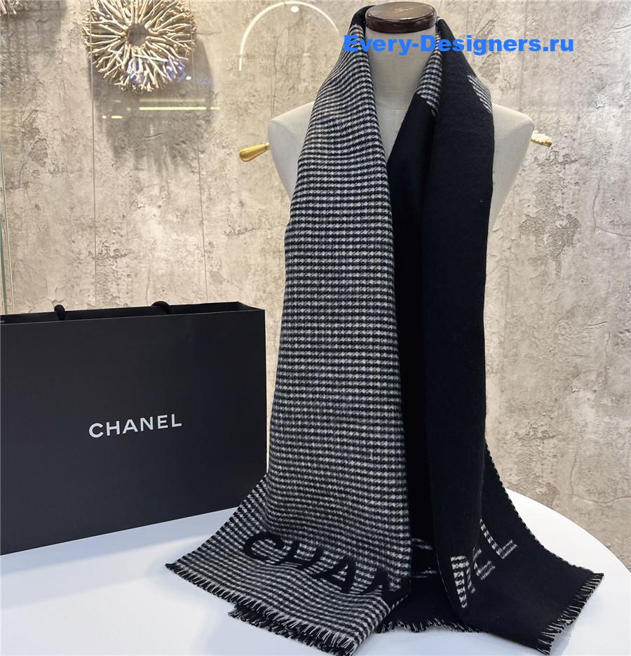 Ch**el black houndstooth cashmere scarf