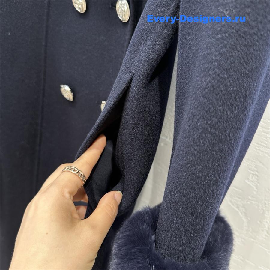D10r dark blue double-breasted cashmere coat