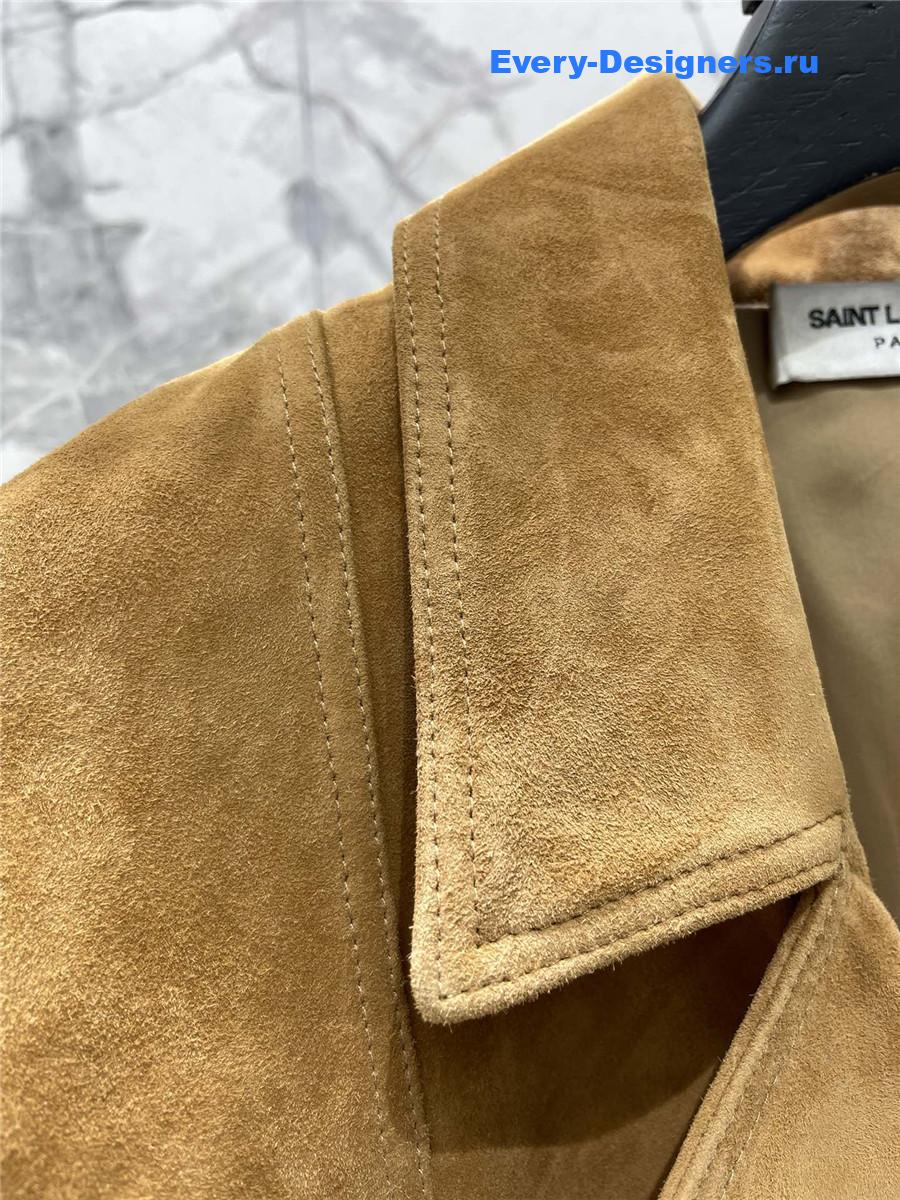 Sa1nt Lau*nt brown fringed sheepskin suede jacket