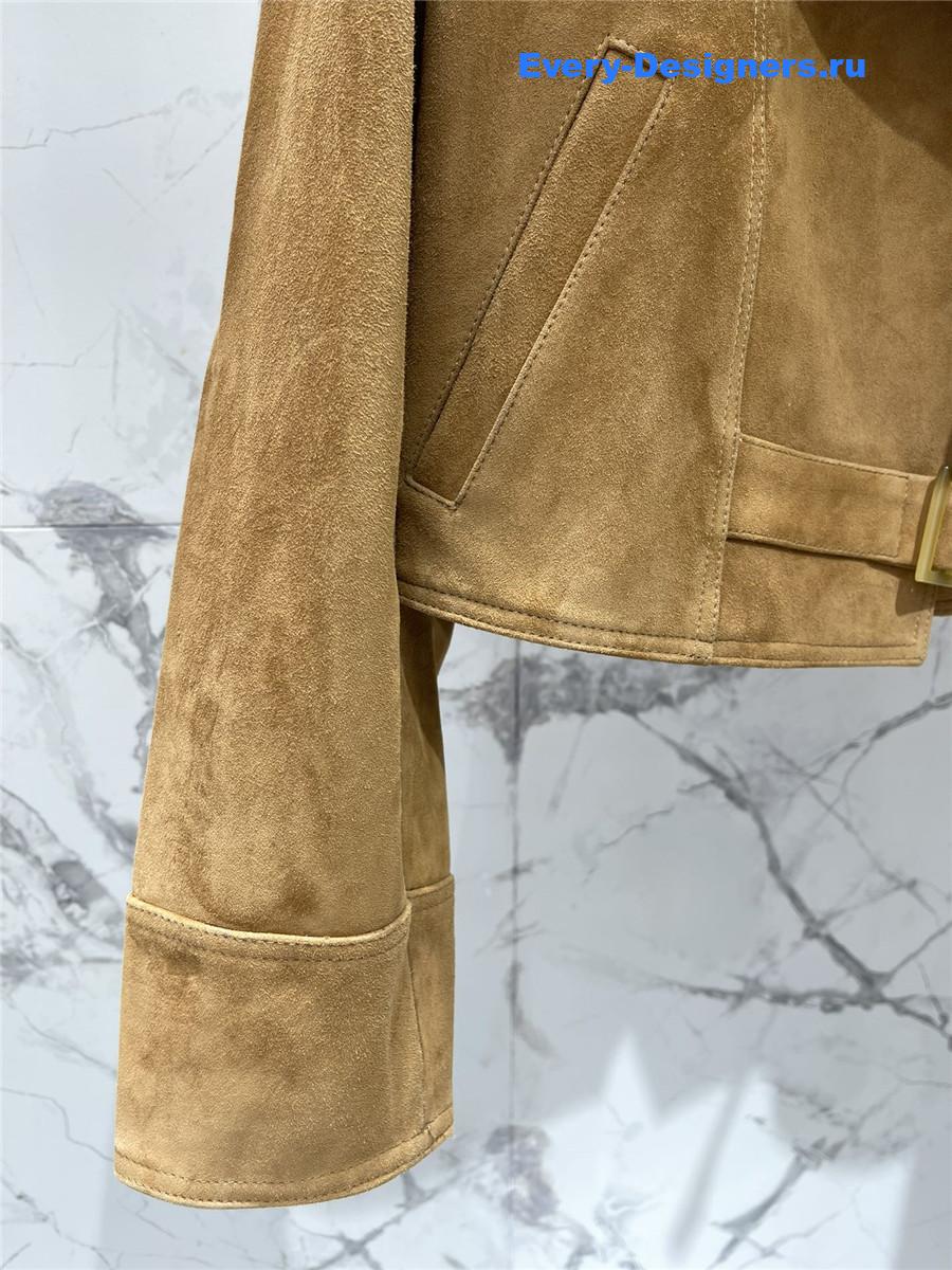 Sa1nt Lau*nt brown fringed sheepskin suede jacket