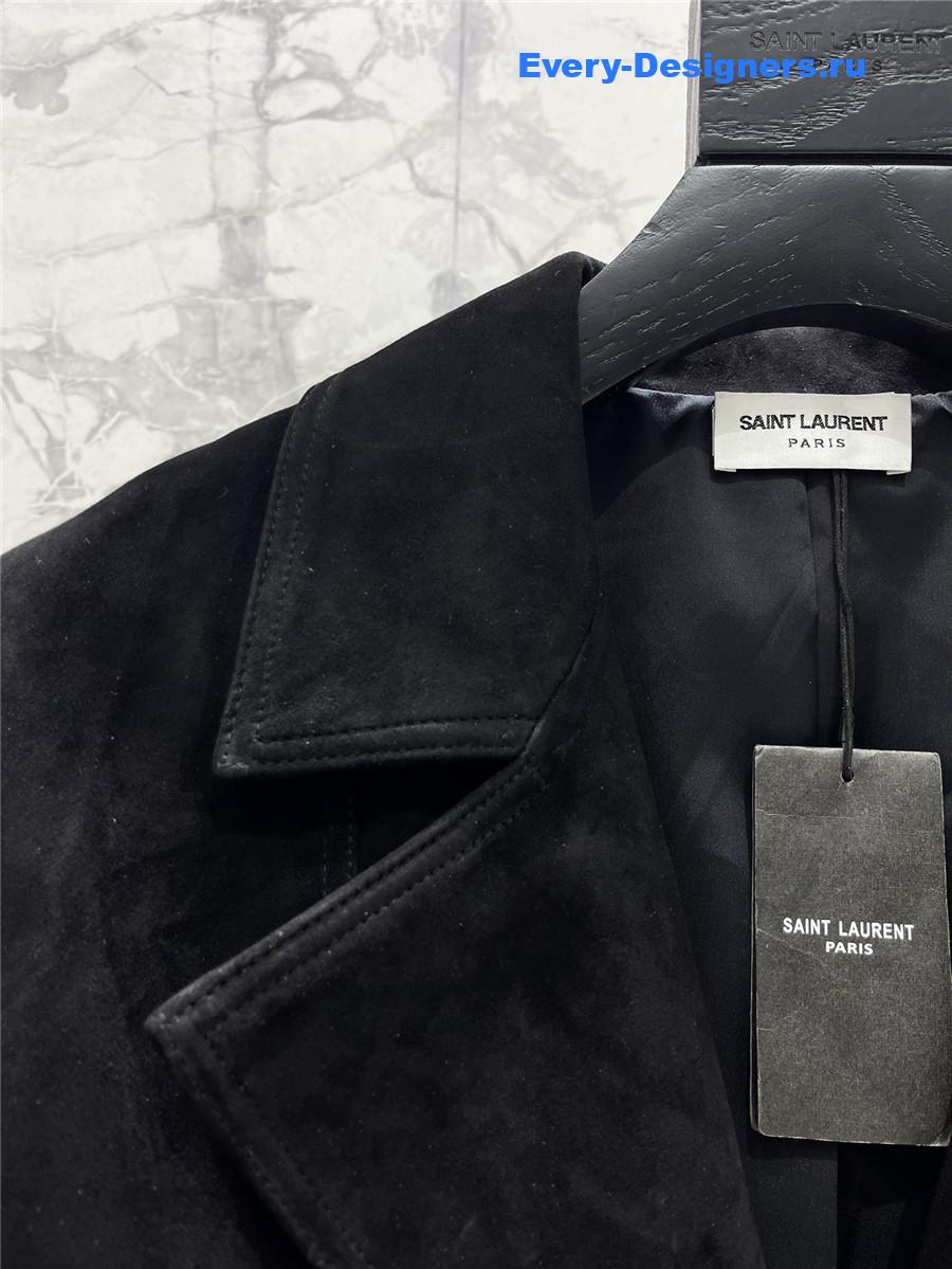 Sa1nt Lau*nt black fringed sheepskin suede jacket