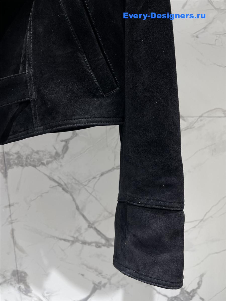 Sa1nt Lau*nt black fringed sheepskin suede jacket