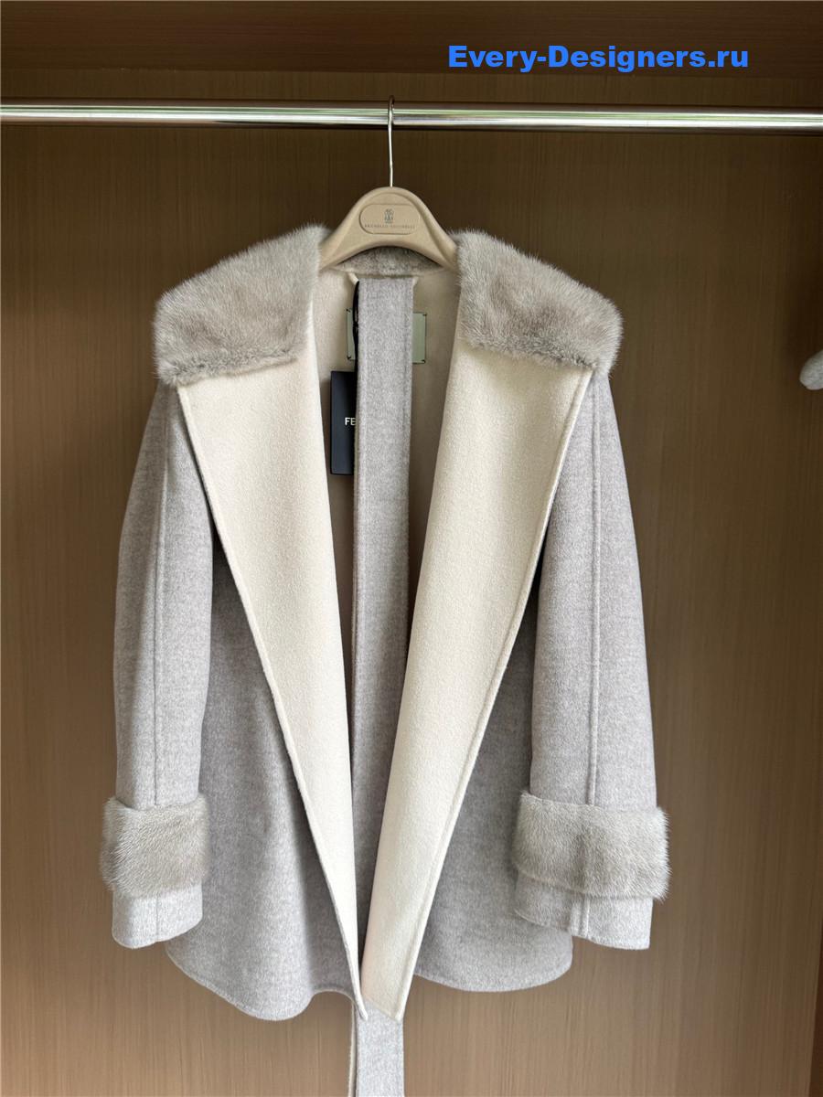F**di grey mink cashmere coat