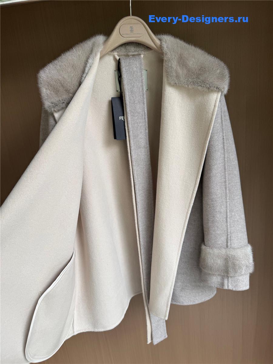 F**di grey mink cashmere coat