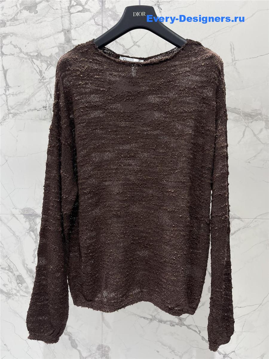 D10r loose brown long-sleeved knit top