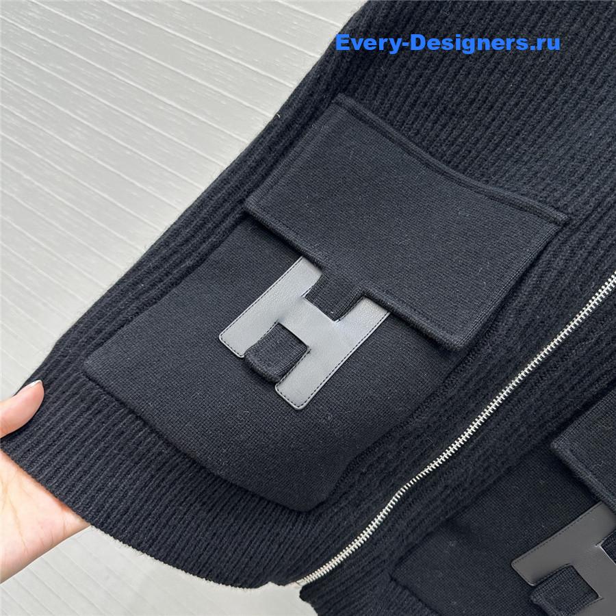 H**me5 cardigan zip winter black sweater