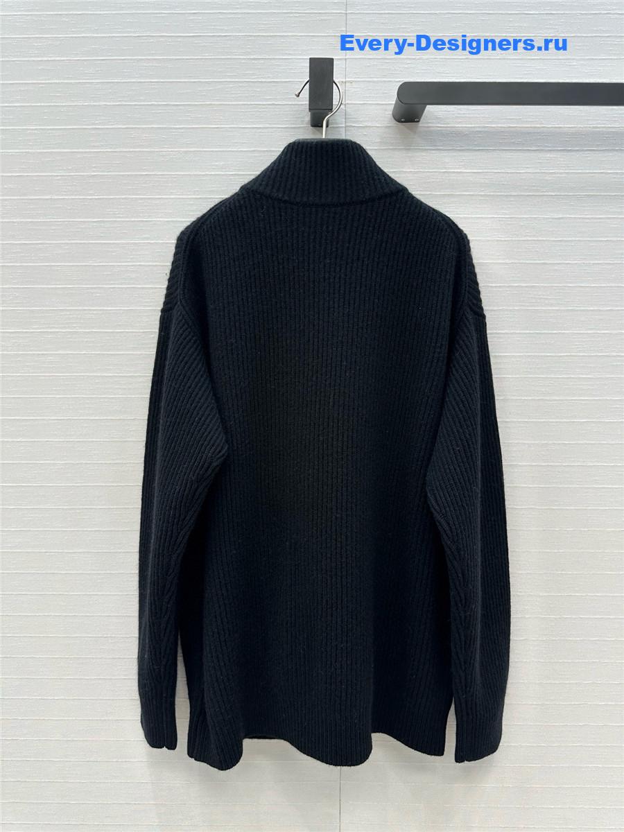 H**me5 cardigan zip winter black sweater