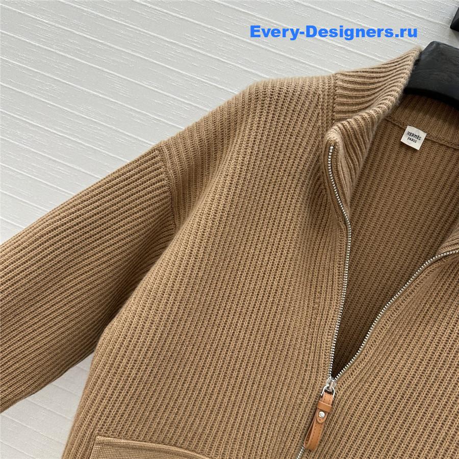 H**me5 cardigan zip winter brown sweater