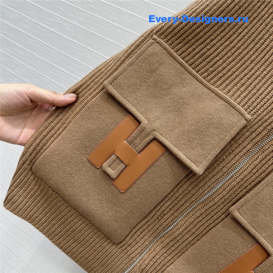 H**me5 cardigan zip winter brown sweater