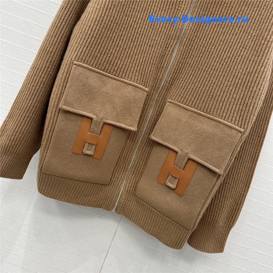 H**me5 cardigan zip winter brown sweater