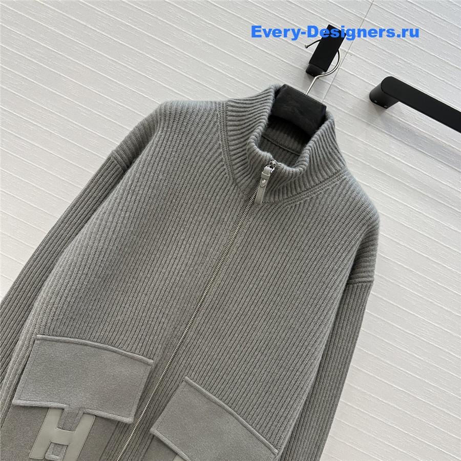 H**me5 cardigan zip winter grey sweater