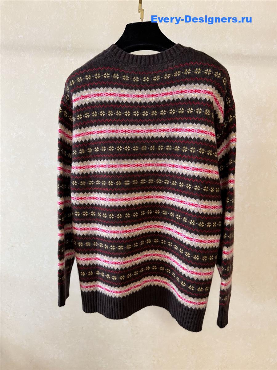 Miu Miu Striped Cotton Polo Shirt Sweaters