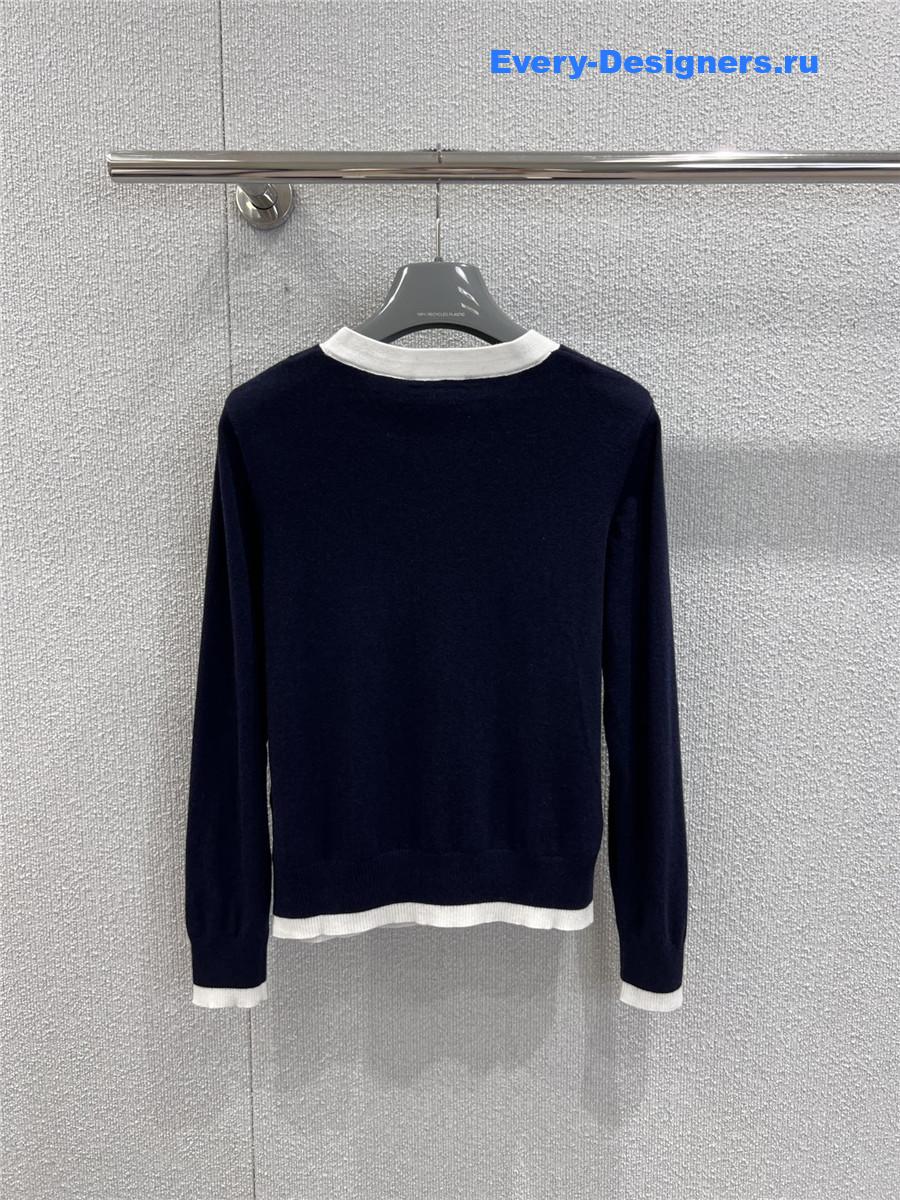 Pra*a blue/white v-neck cotton cardigan