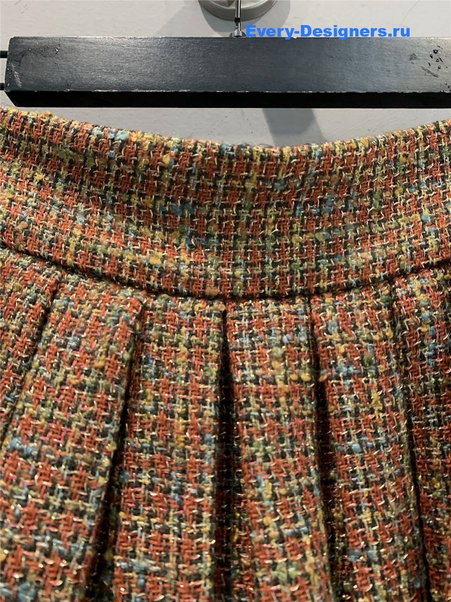 Ch**el vintage check tweed skirt