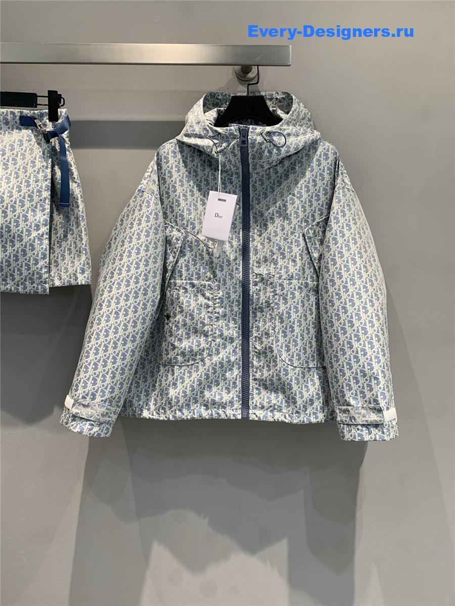 D10r blue oblique hooded jacket