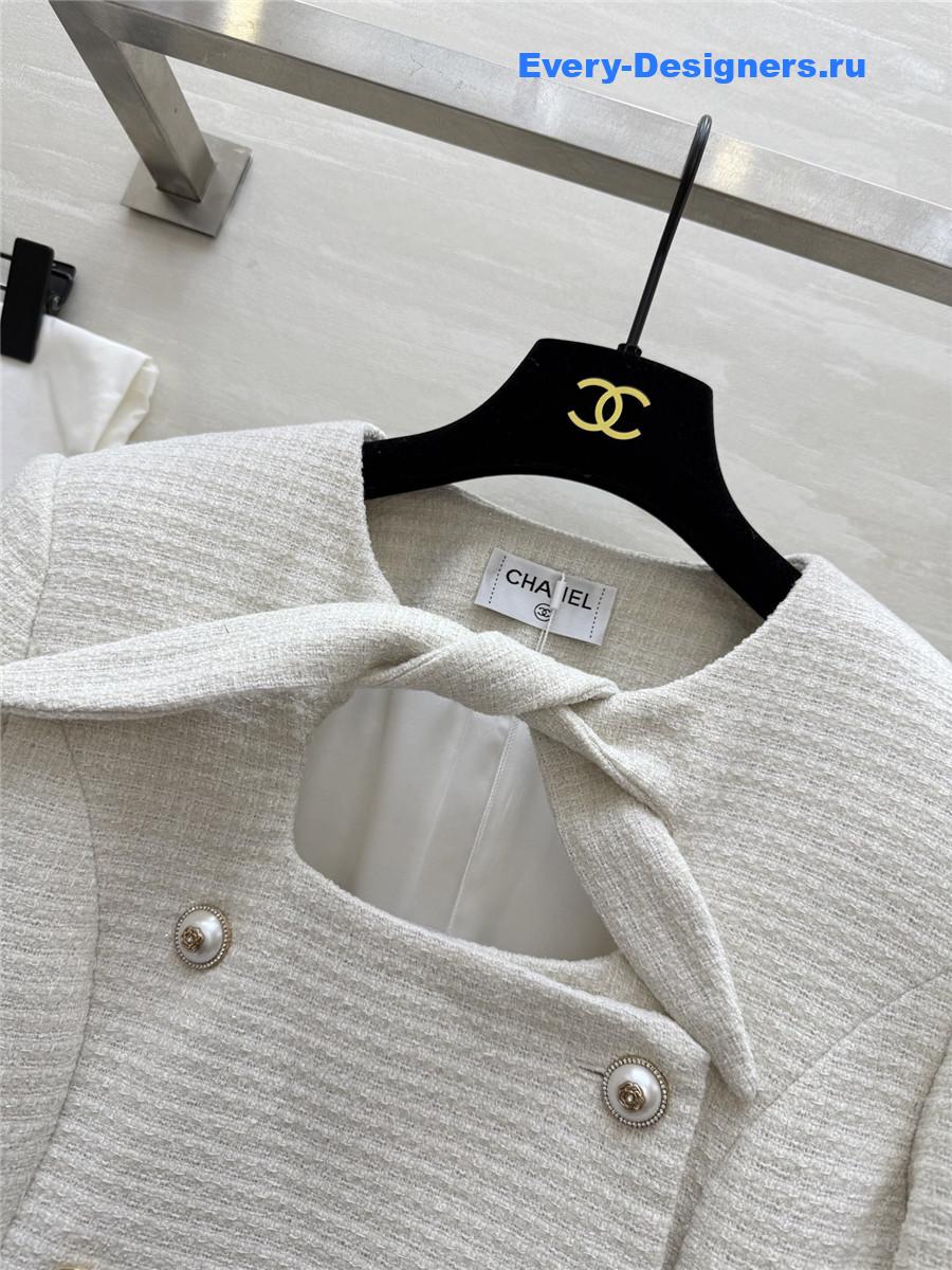 Ch**el lace-up wool-woven soft tweed coat