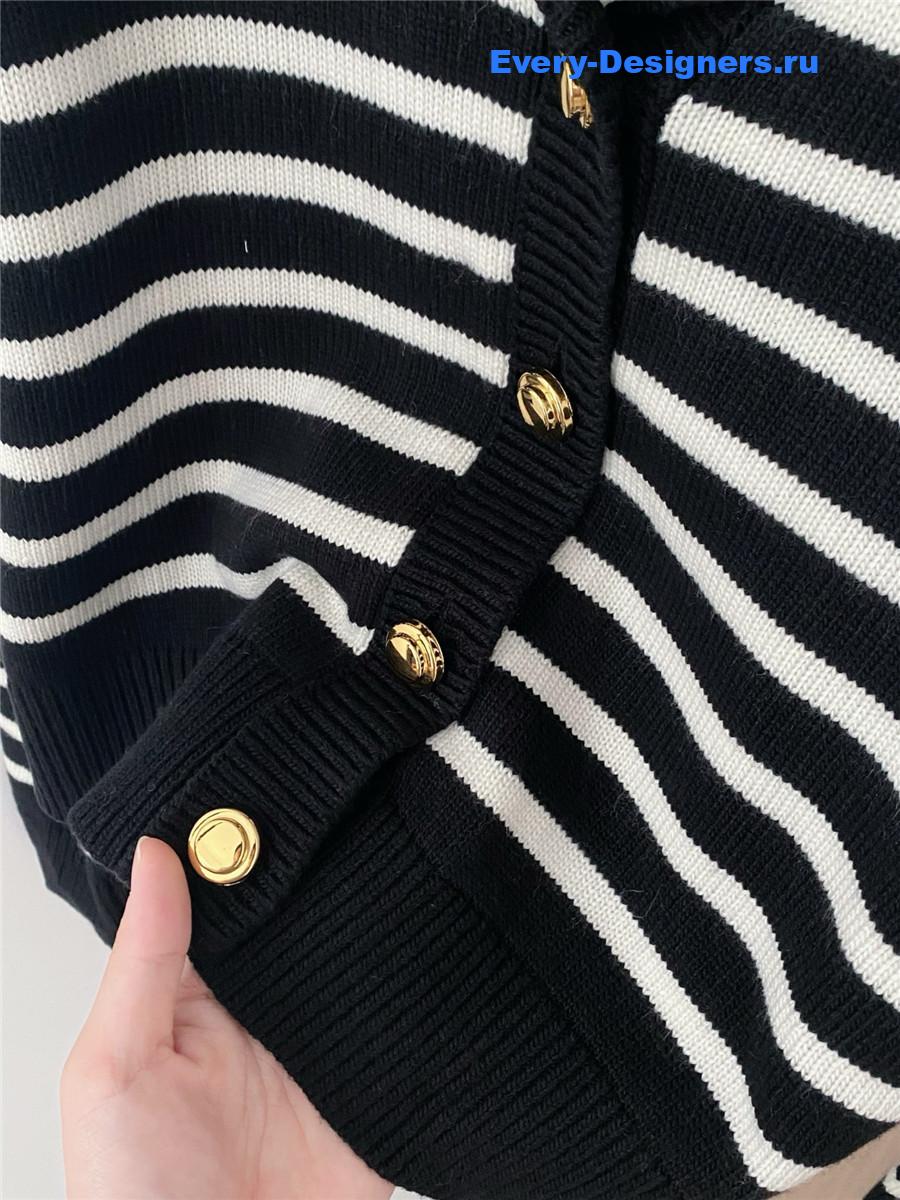 Miu Miu Black And White Striped Cardigan