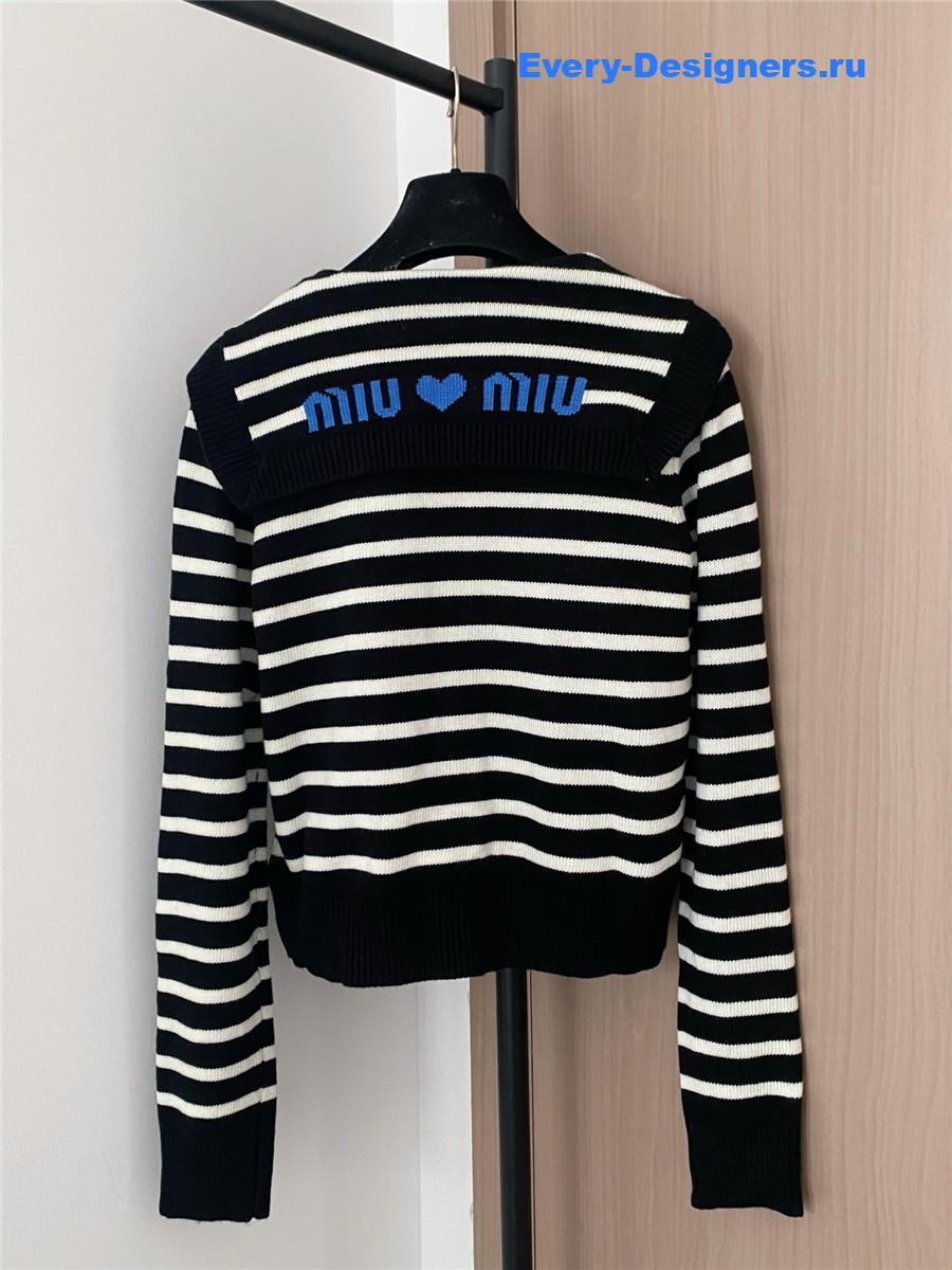 Miu Miu Black And White Striped Cardigan