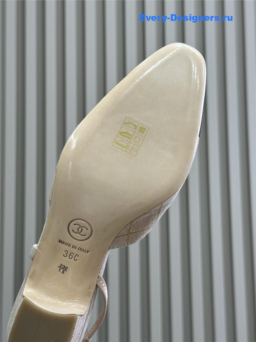 Ch**el suede cap toe cc slingback pumps