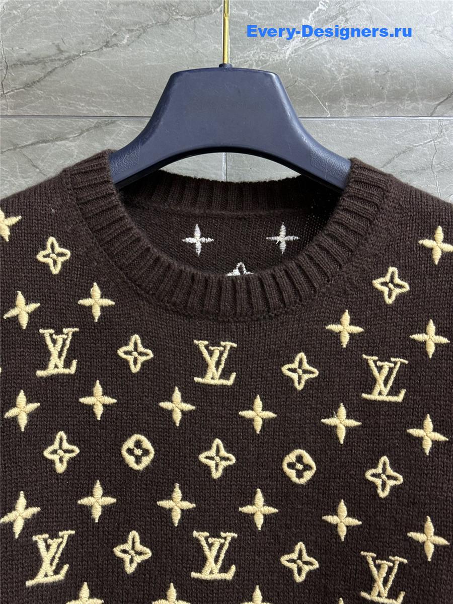 l0vis Vvtt0n brown 3d monogram knit pullover