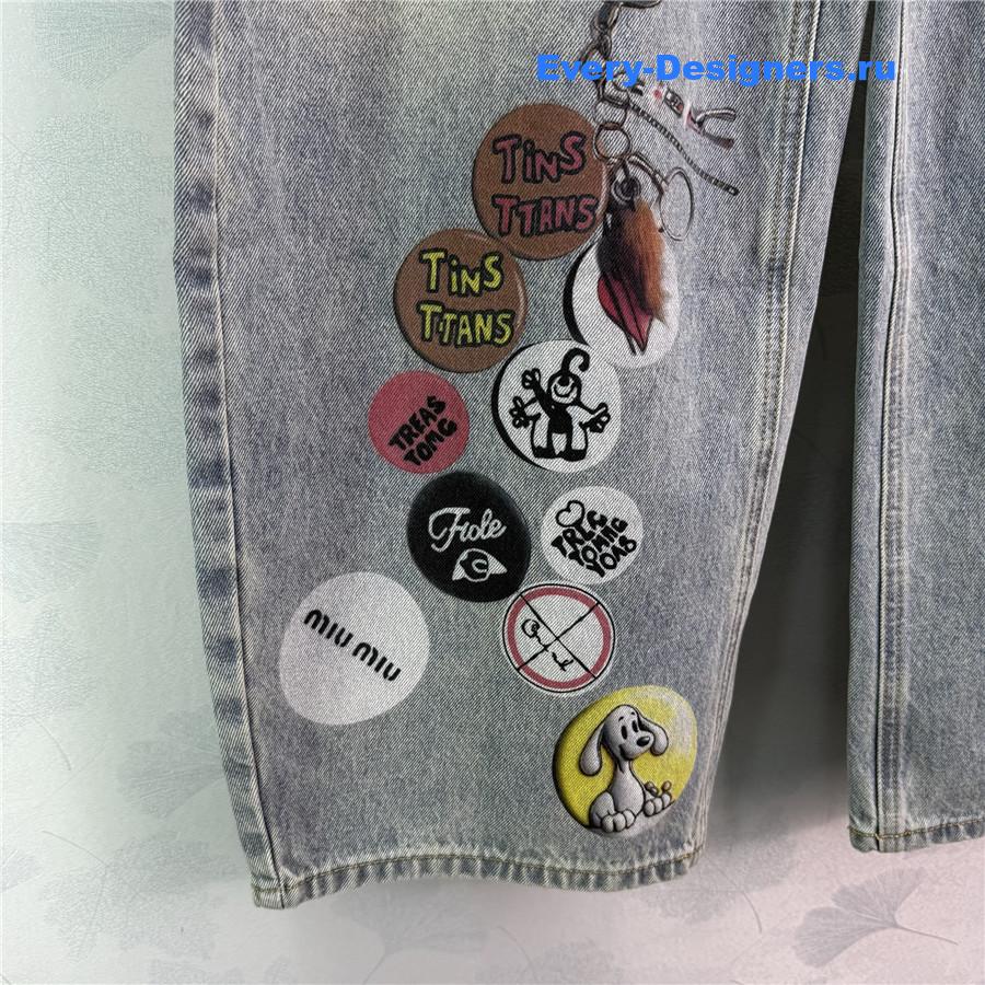 Miu Miu Badge Scimitar Wide-leg Jeans