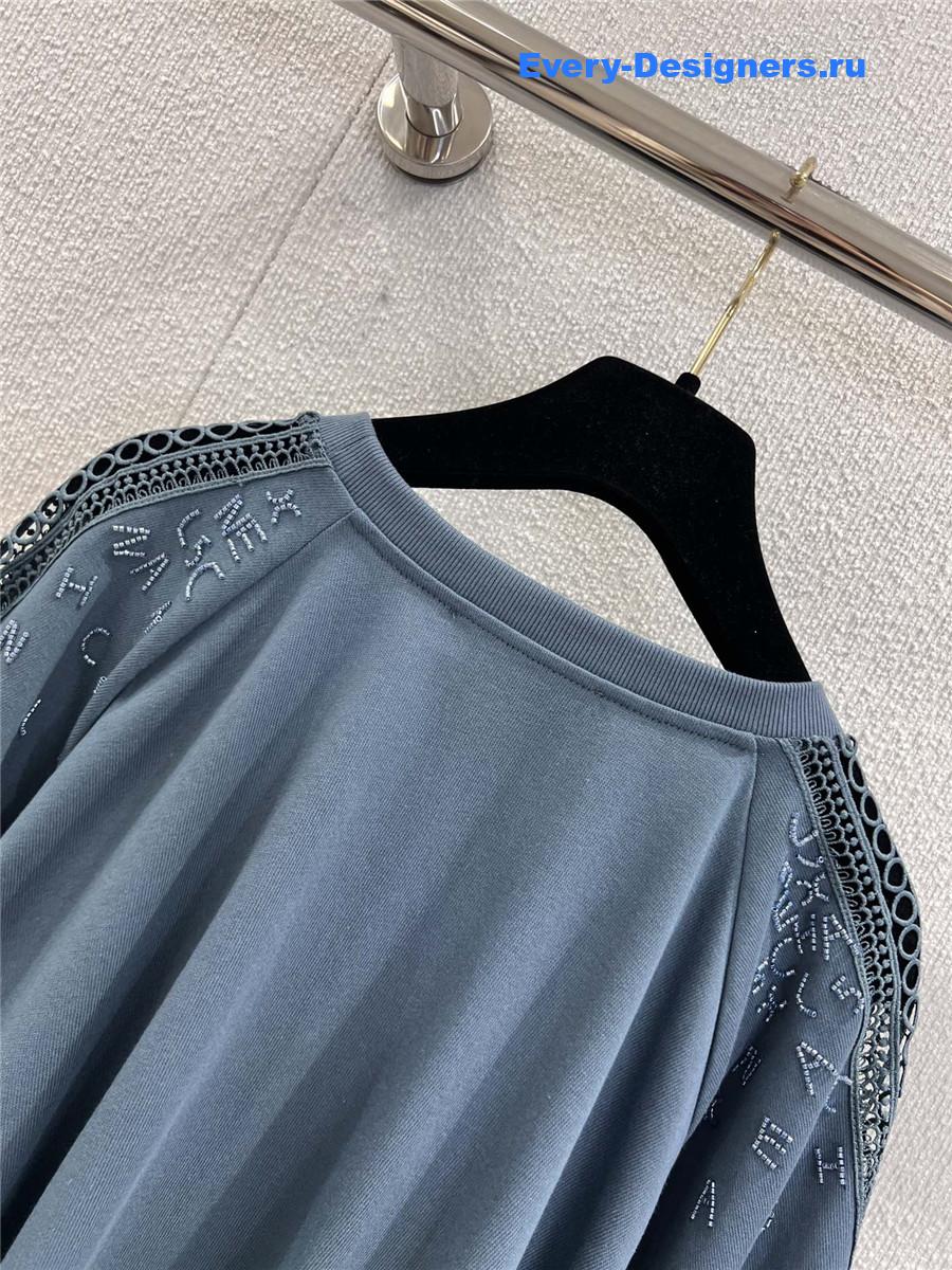 Ch**el logo beaded light blue cutout top