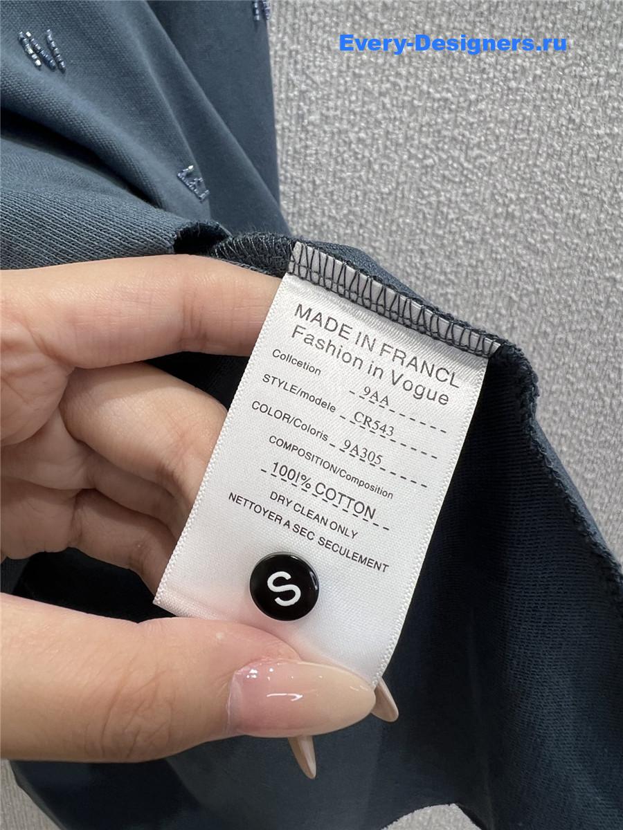 Ch**el logo beaded light blue cutout top