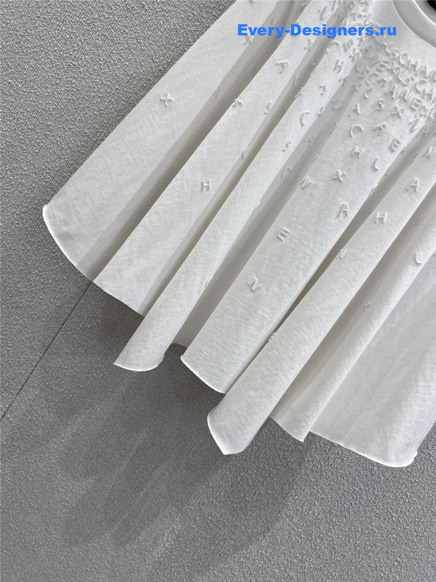 Ch**el logo beaded white cutout top