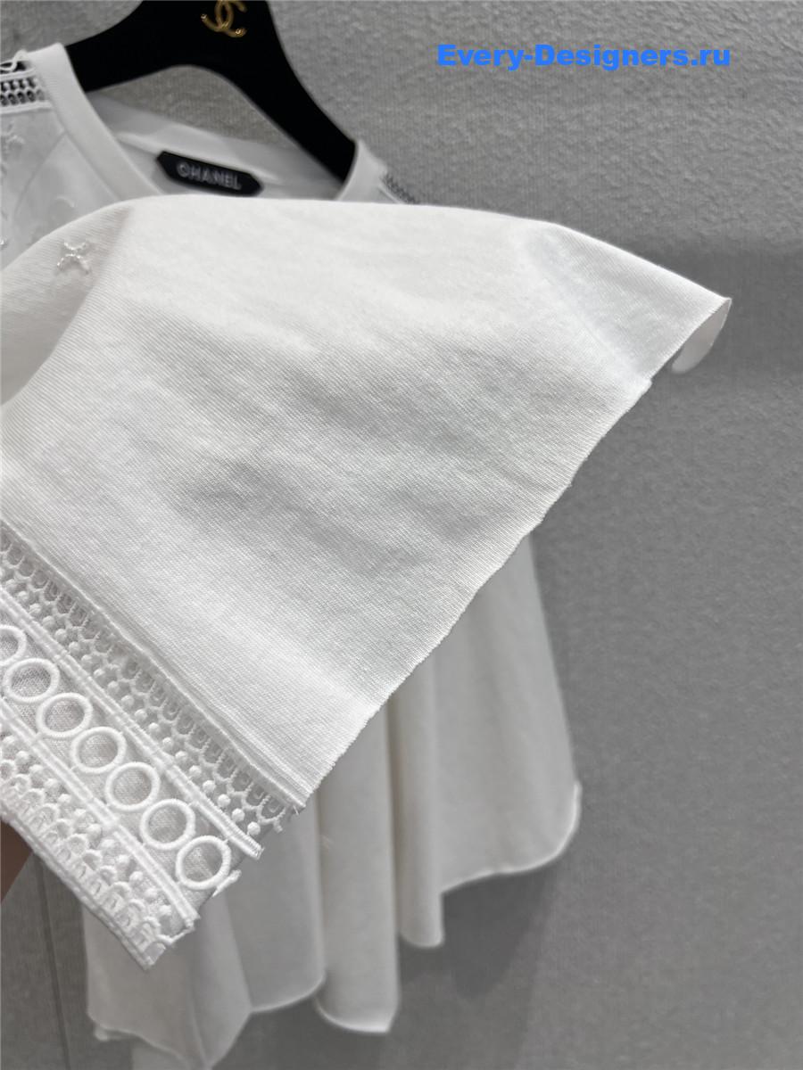 Ch**el logo beaded white cutout top