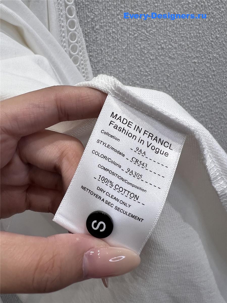 Ch**el logo beaded white cutout top