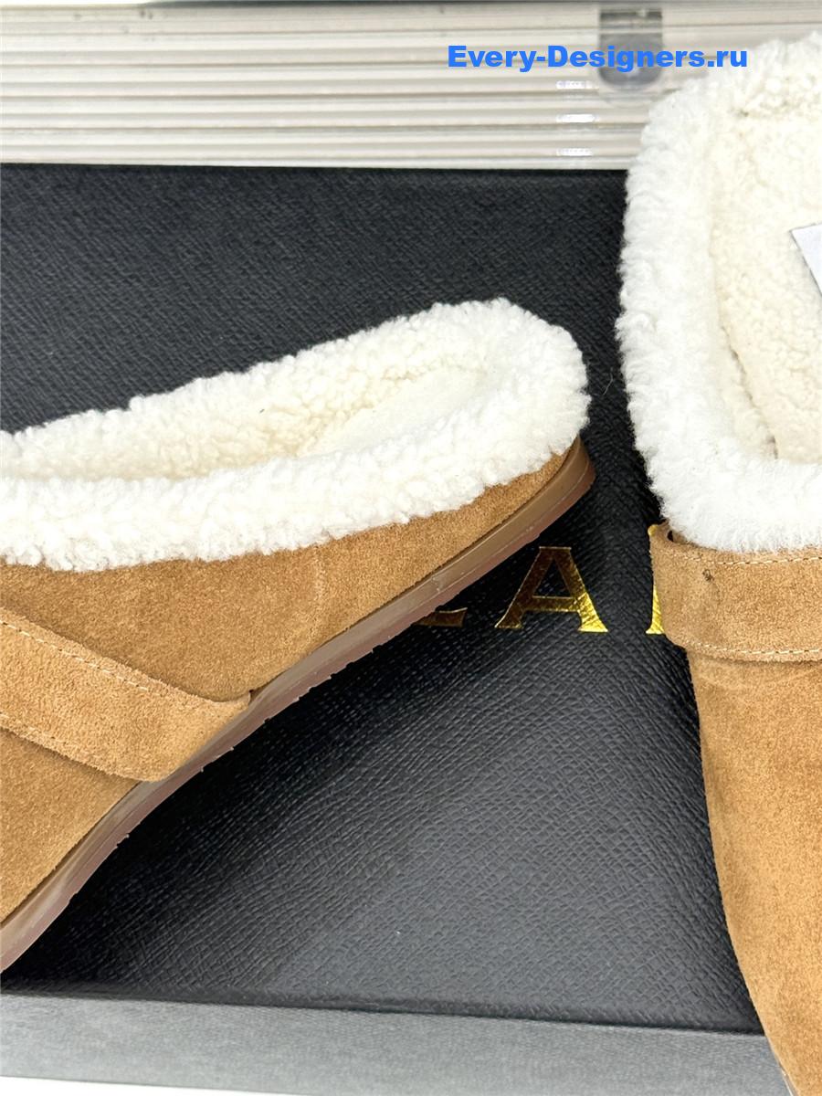 Alaia Brown Chrystie Shearling Mule
