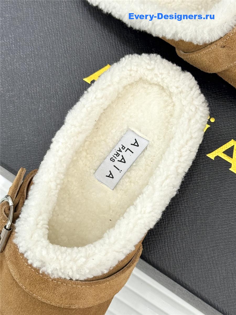 Alaia Brown Chrystie Shearling Mule