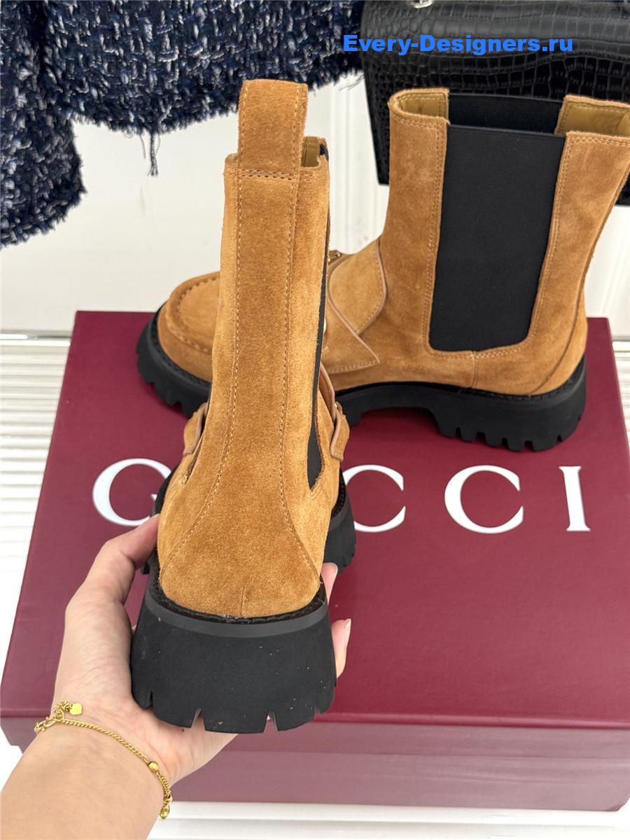 Gvc*1 brown horsebit suede ankle boots