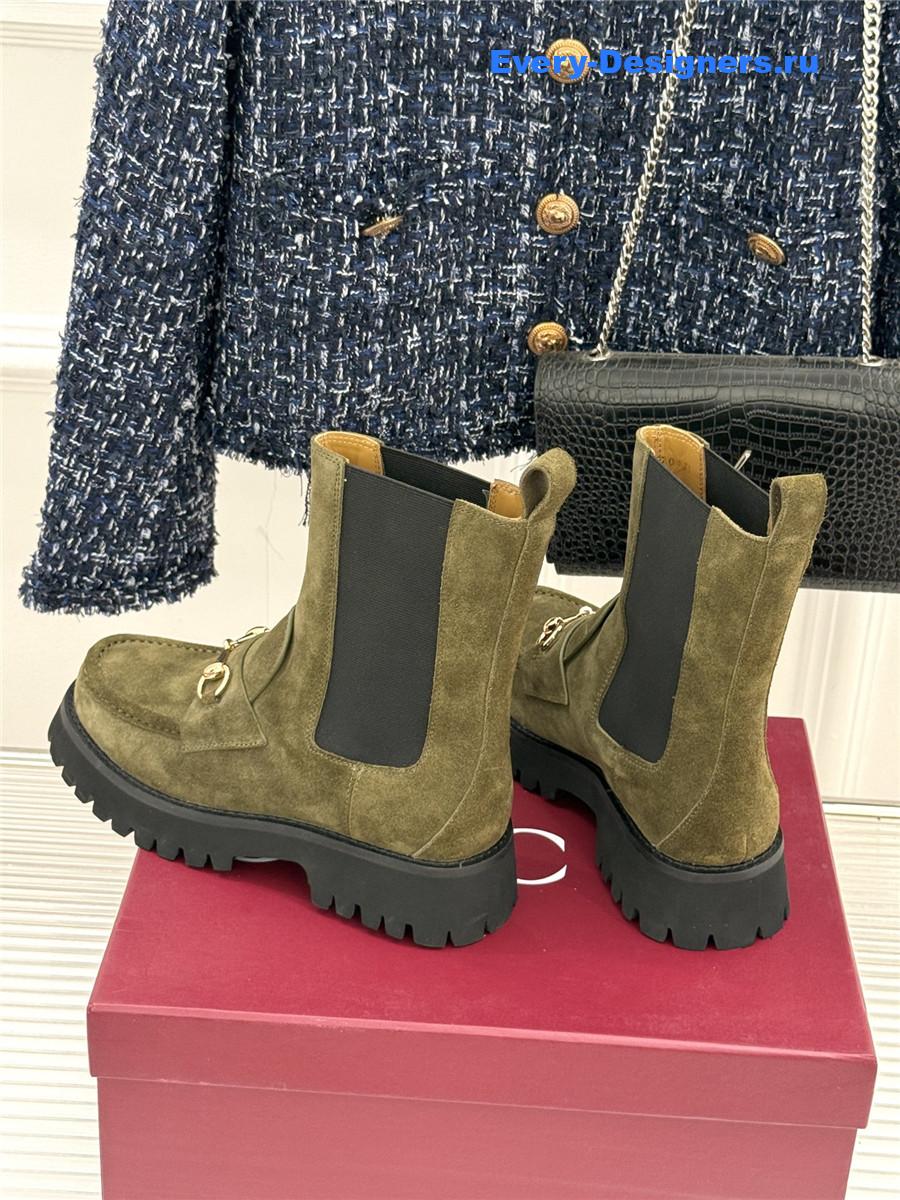 Gvc*1 green horsebit suede ankle boots