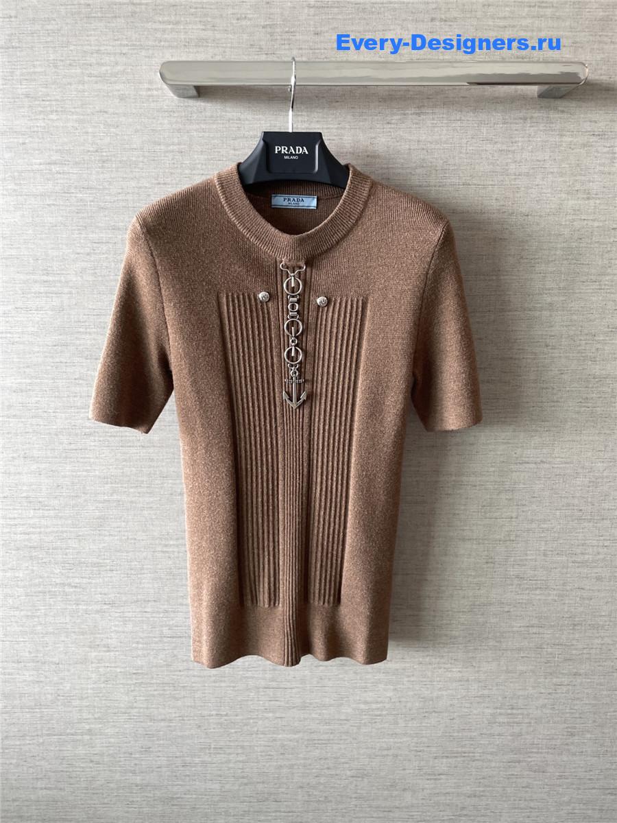 Pra*a anchor-detail ribbed knit sweater