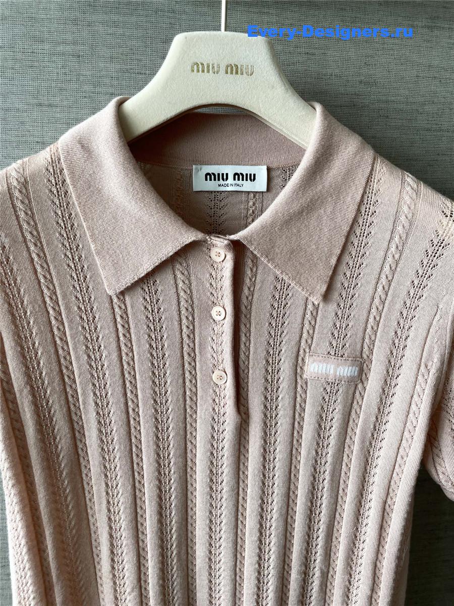 Miu Miu Powder Pink Cashmere Polo Sweater