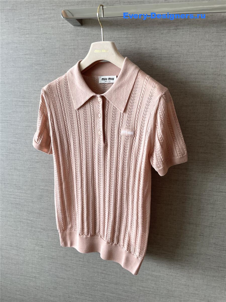 Miu Miu Powder Pink Cashmere Polo Sweater