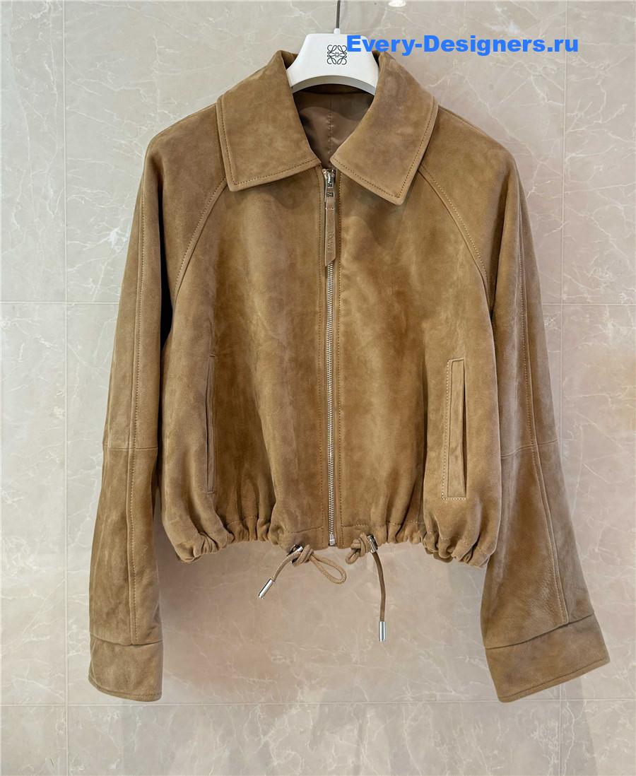 L0ew* brown suede leather balloon jacket