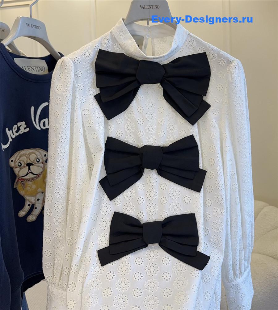 Va1e*ntin0 white embroidered bow shirt