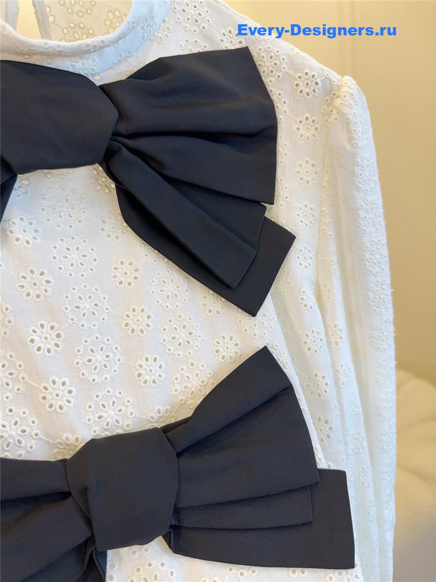 Va1e*ntin0 white embroidered bow shirt