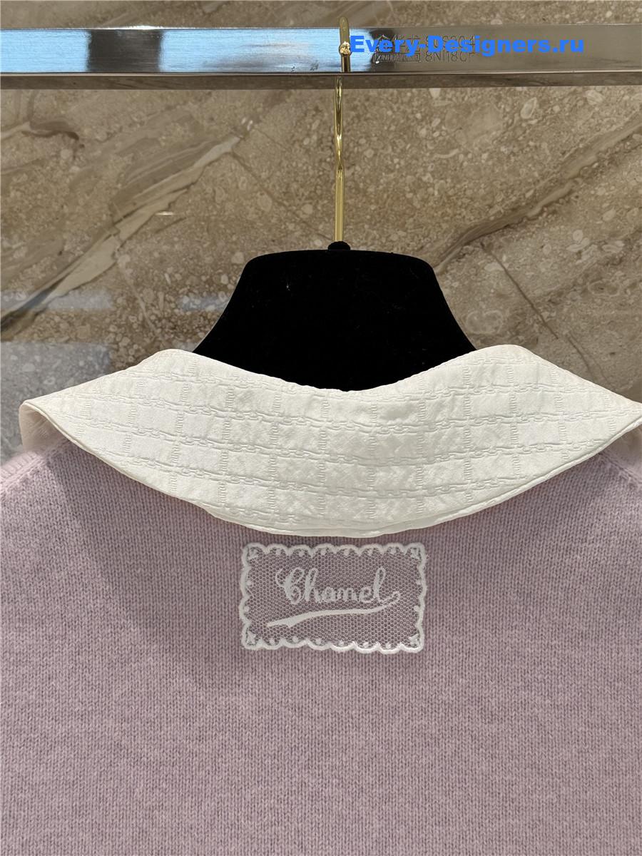 Ch**el collared pink cashmere cardigan