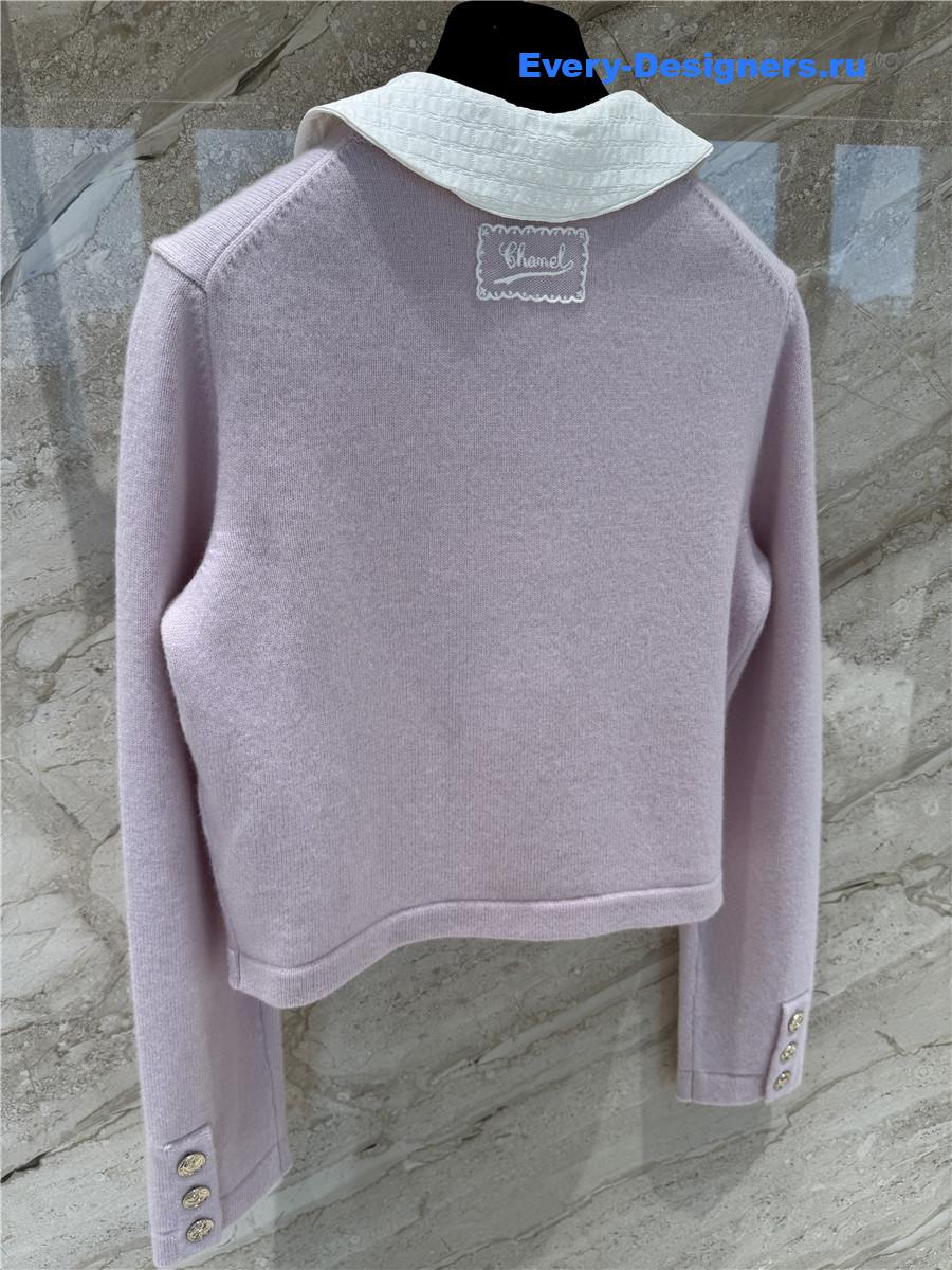 Ch**el collared pink cashmere cardigan