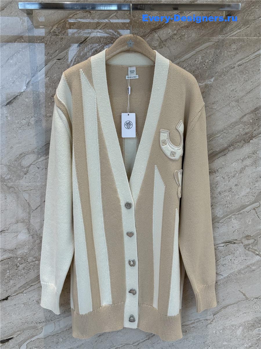 H**me5 brown long-sleeve long cardigan