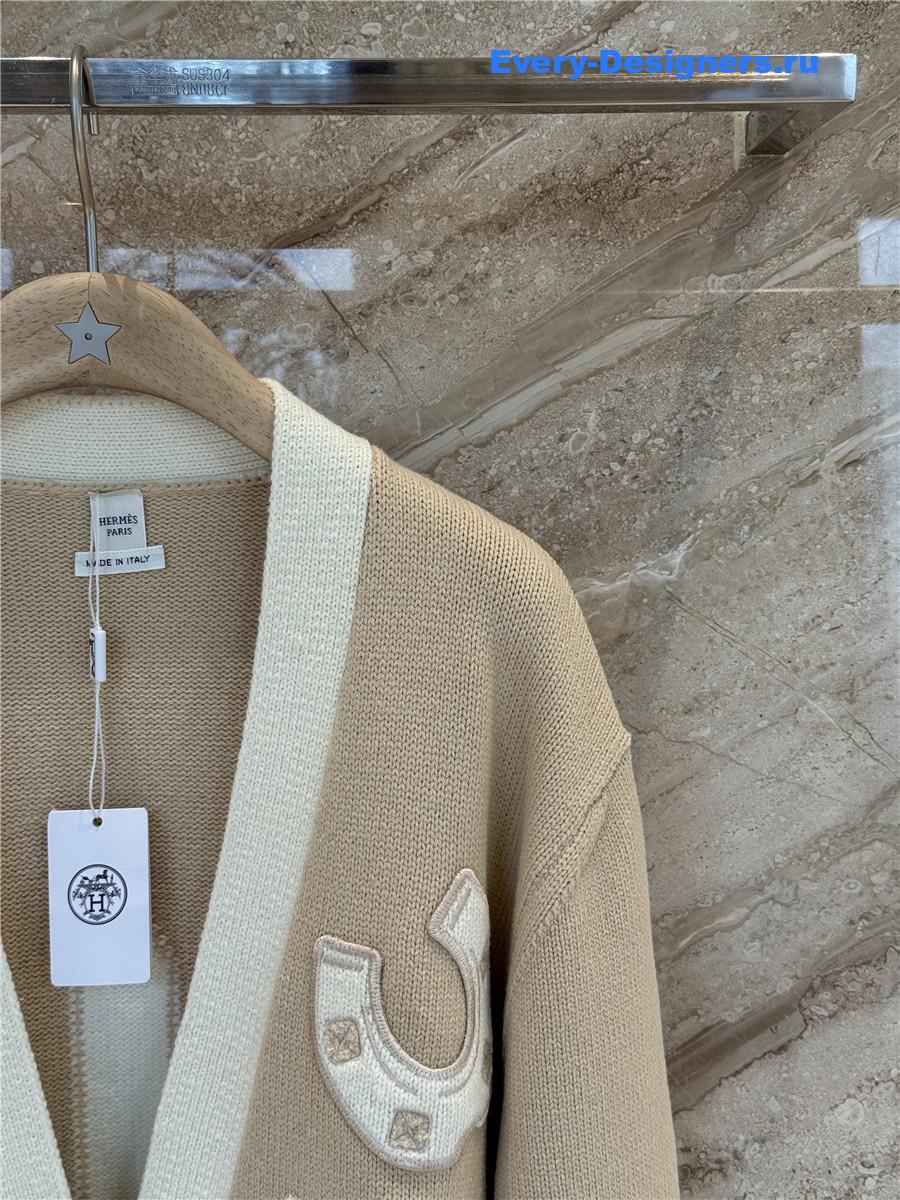 H**me5 brown long-sleeve long cardigan