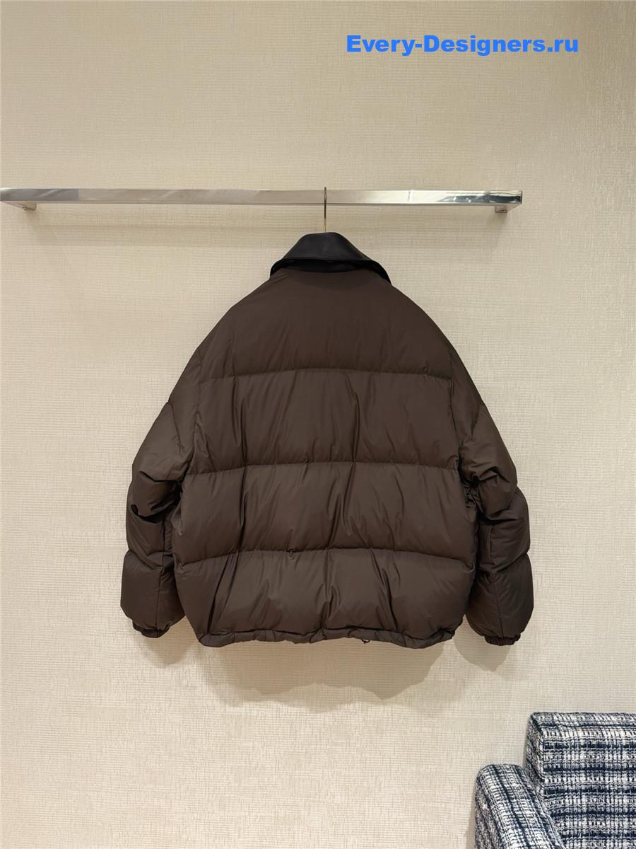 Miu Miu Ebony Technical Pongé Cropped Down Jacket