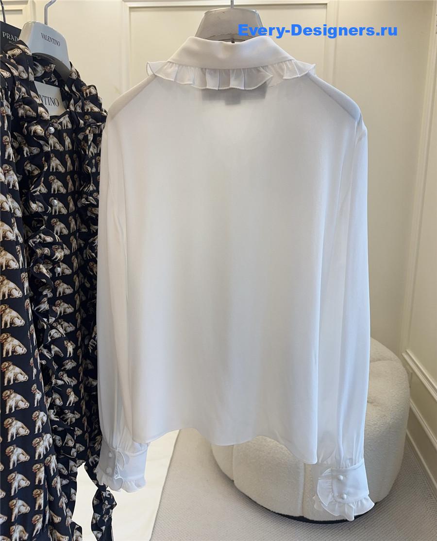 Va1e*ntin0 garavani white ruffled silk-crepe shirt