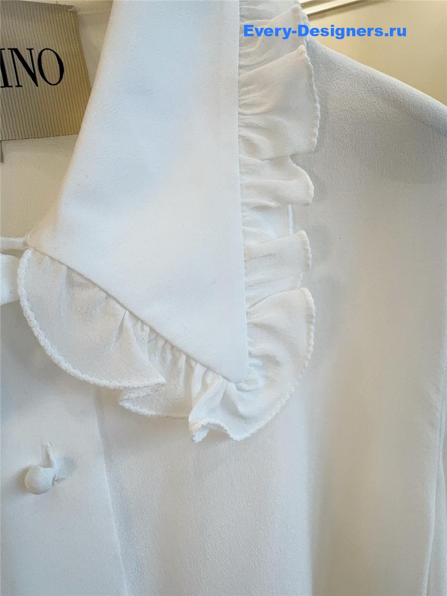 Va1e*ntin0 garavani white ruffled silk-crepe shirt