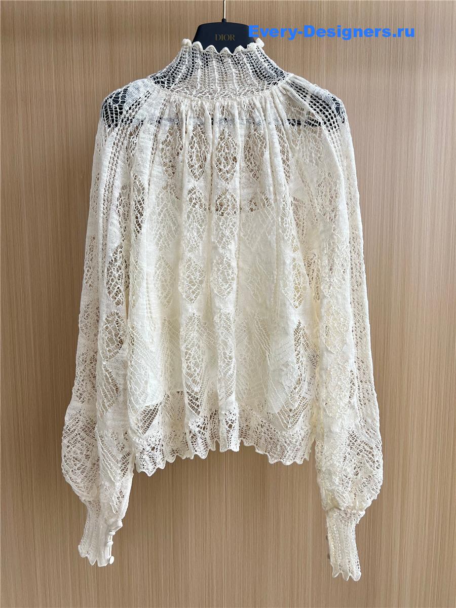 D10r white hollow lace blouse