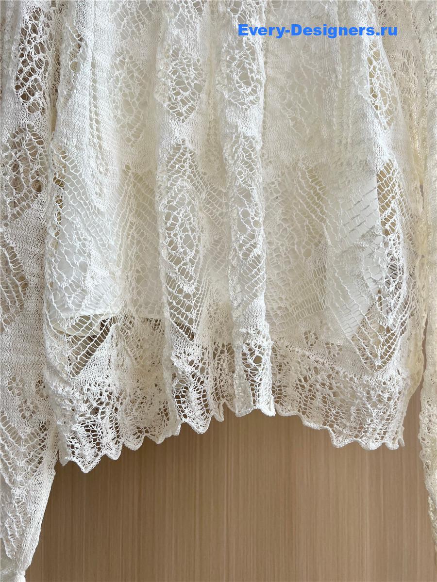 D10r white hollow lace blouse